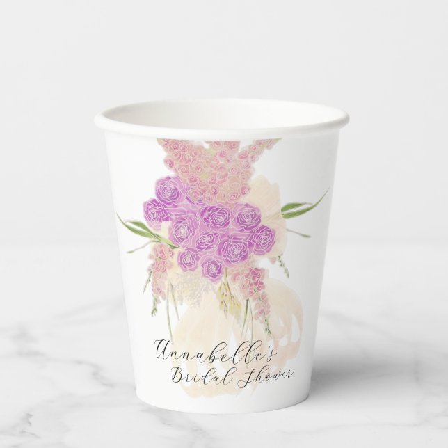 La Boca Rosa rosa Bogen Rosenbouquet Papierbecher (Vorderseite)