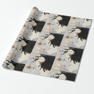 LA BOHEME, LADY MIT PERFUME FLASCHE ART DECO SCHÖN GESCHENKPAPIER