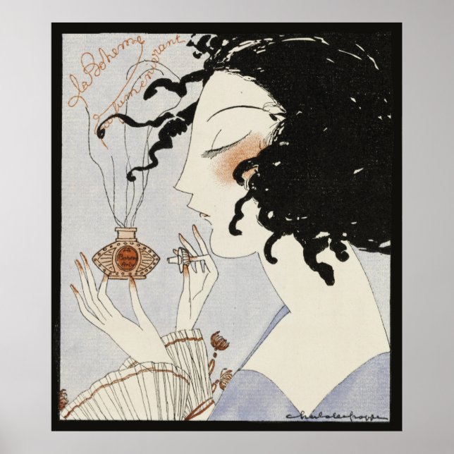 LA BOHEME, LADY MIT PERFUME FLASCHE ART DECO SCHÖN POSTER (Vorne)