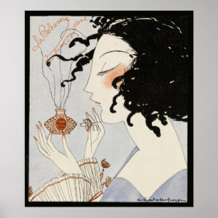 LA BOHEME, LADY MIT PERFUME FLASCHE ART DECO SCHÖN POSTER