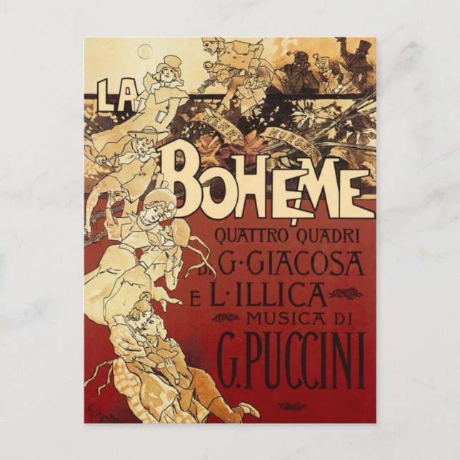 La Bohème - Vintages Poster von 1896 Postkarte (Vorderseite)