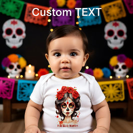 La Calavera Catarina 💀 en Flores Rojas 🌹 Baby Strampler