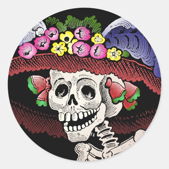 La Calavera Catrina [Aufkleber] Runder Aufkleber (Vorderseite)