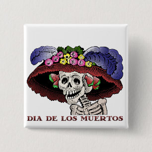 La Calavera Catrina in Farbe Button