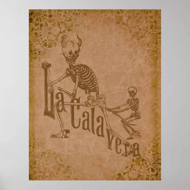 La Calavera von Jose Posada (Grunge tan) Poster (Vorne)