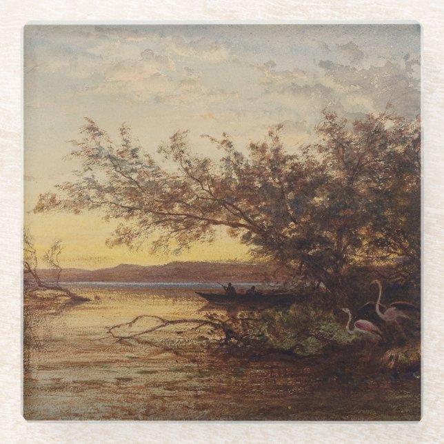 La Camargue, Coucher De Soleil - Félix Ziem Glasuntersetzer (Vorderseite)