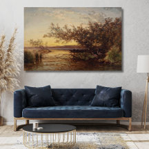 La Camargue, Coucher De Soleil - Félix Ziem