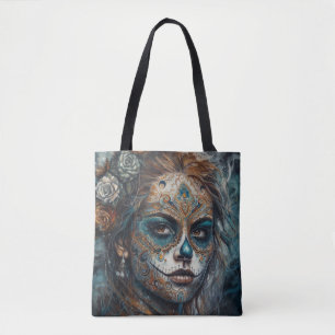 La Catrina Azul Día de los Muertos Zucker-Schädel