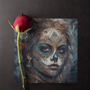 La Catrina Azul Día de los Muertos Zucker-Schädel Einladung