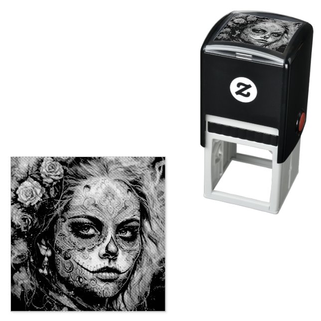 La Catrina Azul Día de los Muertos Zucker-Schädel Permastempel (Beispiel)