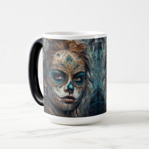 La Catrina Azul Día de los Muertos Zucker-Schädel Verwandlungstasse