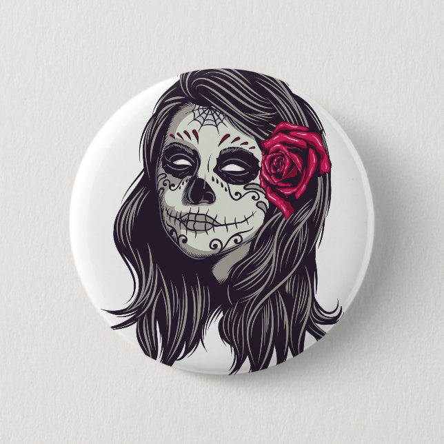La Catrina - Dia De Los Muertos Button (Vorderseite)