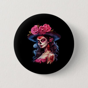 La Catrina Dia De Los Muertos Mexikanischer Tag de Button