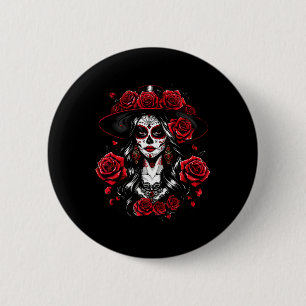 La Catrina Frauen Dia De Los Muertos Latina Cinco Button