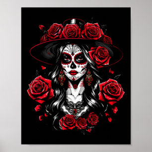 La Catrina Frauen Dia De Los Muertos Latina Cinco Poster