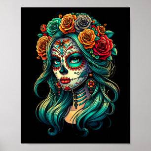 La Catrina Frauen Dia De Los Muertos Latina Cinco Poster