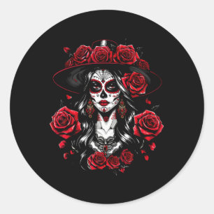 La Catrina Frauen Dia De Los Muertos Latina Cinco Runder Aufkleber