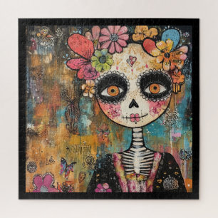 La Catrina-Skelett mit Blumenkrone Puzzle