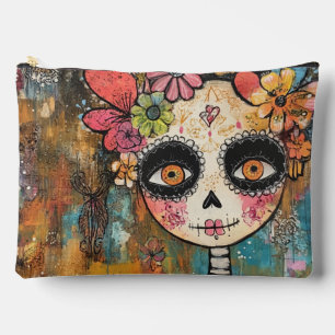 La Catrina-Skelett mit Blumenkrone Zubehörtasche