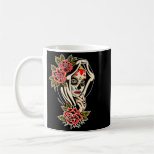 La Catrina Tag der Regierungsbehörde tätowiert Kaffeetasse