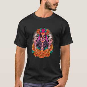 La Catrina Totenkopf Blumen Dia De Los Muertos T-Shirt