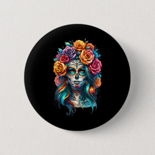 La Catrina Women Dia De Los Muertos Latina Cinco D Button
