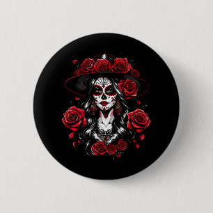 La Catrina Women Dia De Los Muertos Latina Cinco D Button