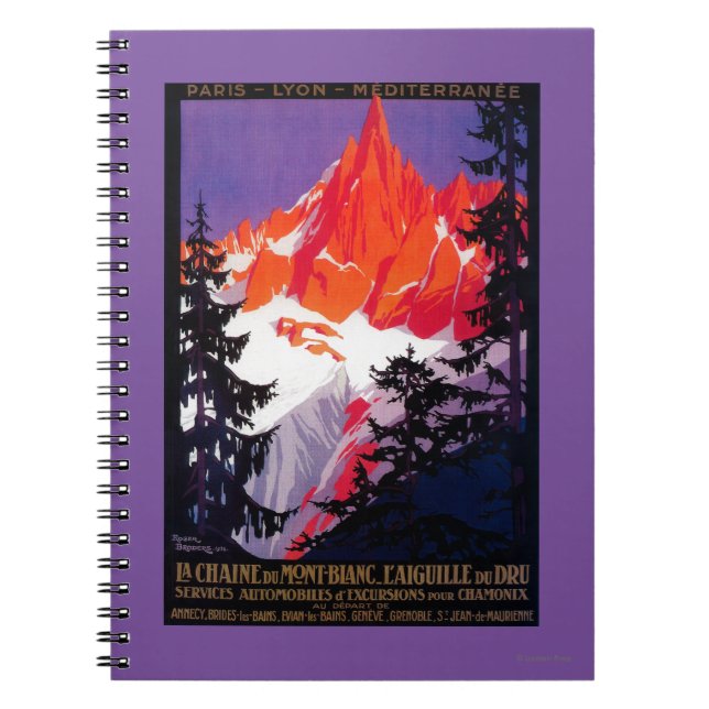 La Chaine De Mont-Blanc Vintag PosterEurope Notizblock (Vorderseite)