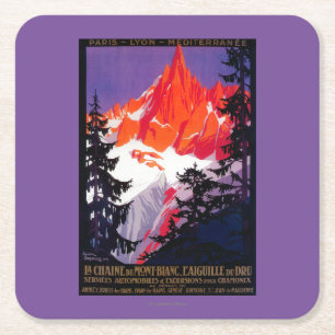 La Chaine De Mont-Blanc Vintage Poster Europa Rechteckiger Pappuntersetzer