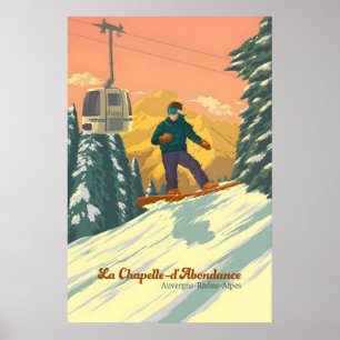 La Chapelle d'Abondance Snowboarden Reiseplakat Poster