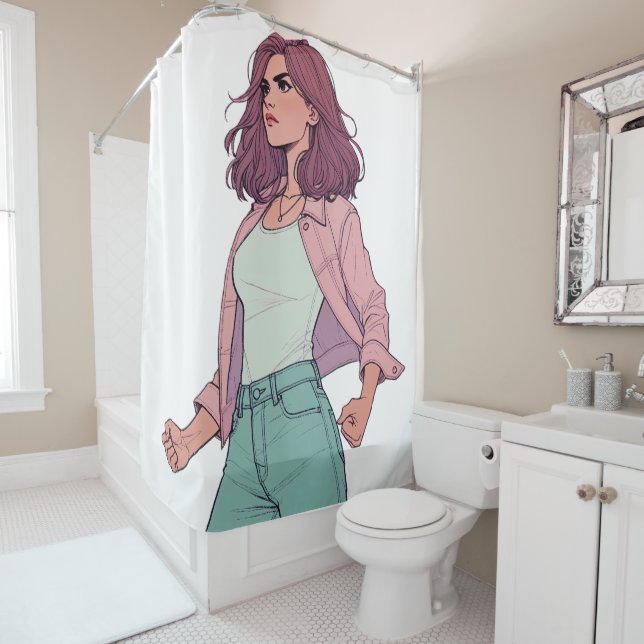 "LA CHICA BRAVA" SHOWER CURTAIN - "DEFIANT" DUSCHVORHANG (Beispiel)