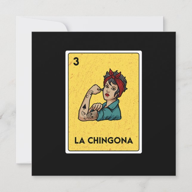 La Chingona Mexican Lottery Bingo Game Card Player Einladung (Vorderseite)