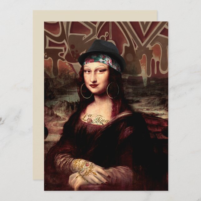 La Chola Mona Lisa Mexikanisch Einladung (Vorne/Hinten)