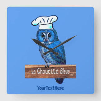 La Chouette Bleue Café Quadratische Wanduhr