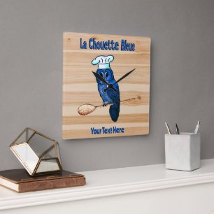 La Chouette Bleue Café Quadratische Wanduhr