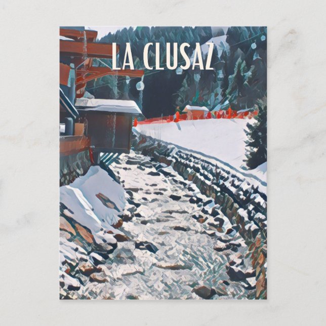 La Clusaz Skistation Postkarte (Vorderseite)