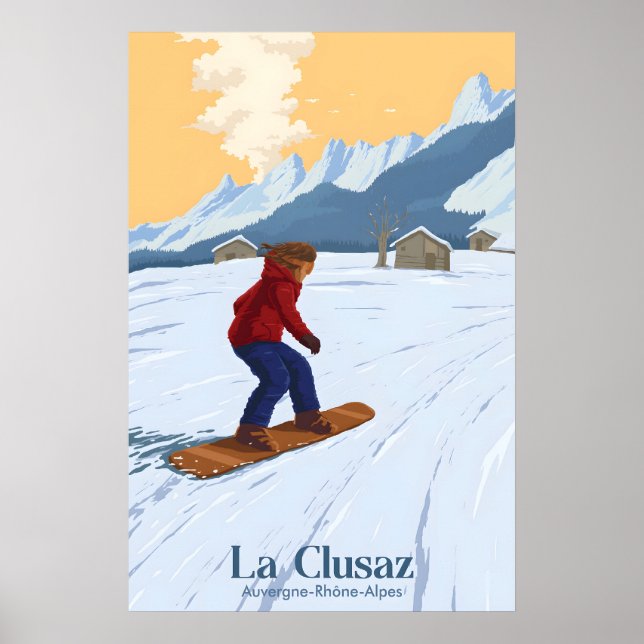 La Clusaz Snowboarden Reiseplakat Poster (Vorne)