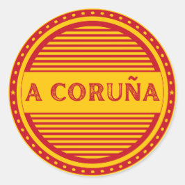La Coruña City Pride Emblem – Spanische Identität Runder Aufkleber