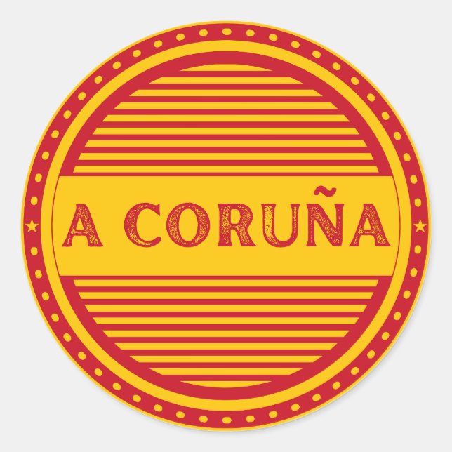 La Coruña City Pride Emblem – Spanische Identität Runder Aufkleber (Vorderseite)