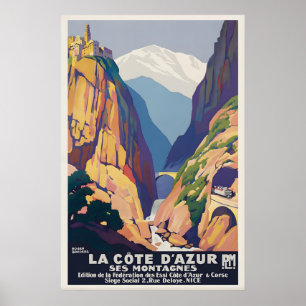 La Cote D Azur Vintage Reiseplakat Druck Französis Poster
