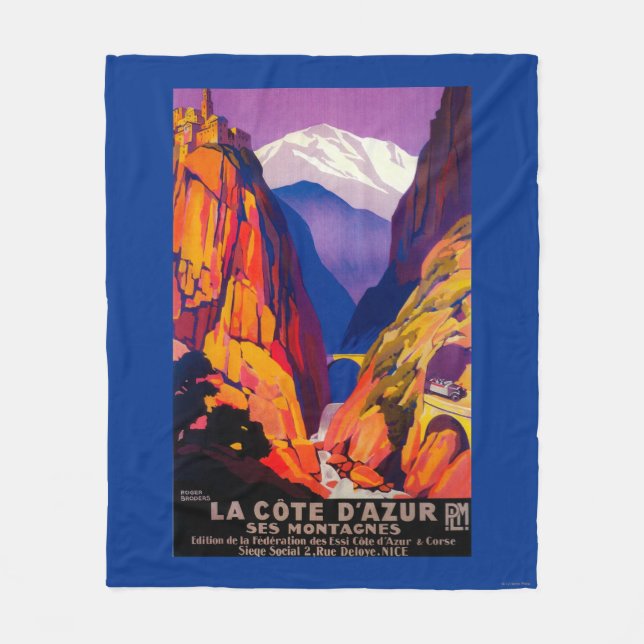 La Cote d'Azur Vintages PosterEurope 2 Fleecedecke (Vorderseite)