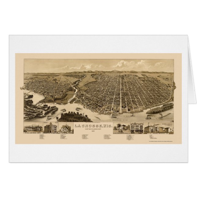 La Crosse, panoramische Karte -1887 WI (Vorderseite (Horizontal))