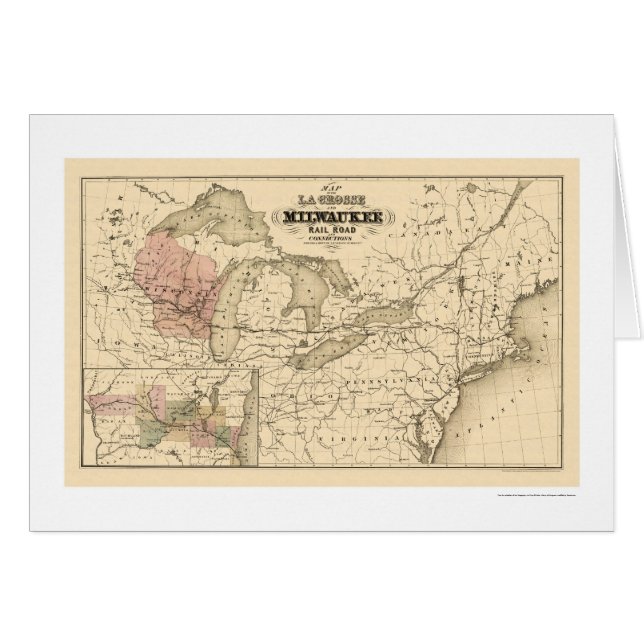 La Crosse u. Milwaukee-Eisenbahn-Karte 1855 (Vorderseite (Horizontal))