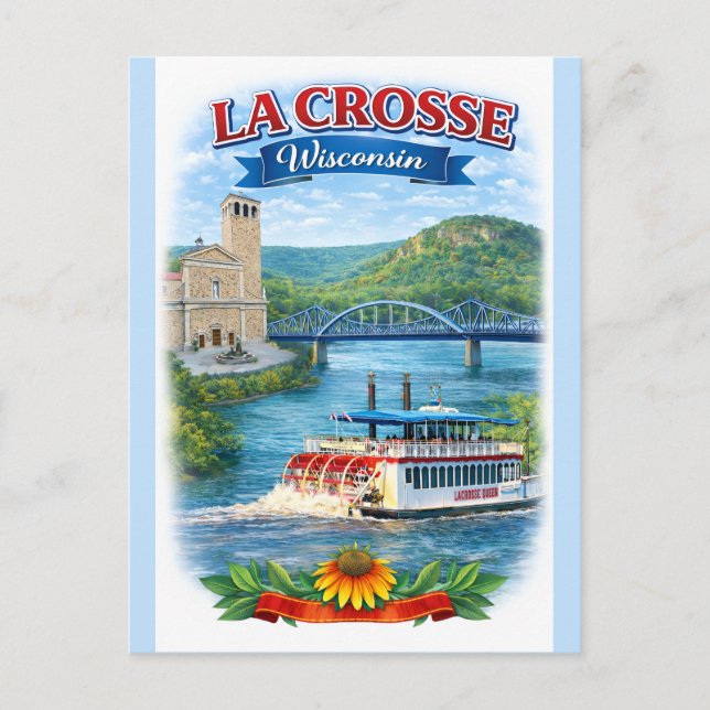 La Crosse, WI Scenic Wisconsin Postcard Postkarte (Vorderseite)