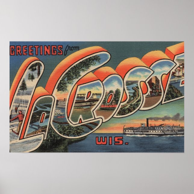 La Crosse, Wisconsin - Große Buchstabenszenen Poster (Vorne)
