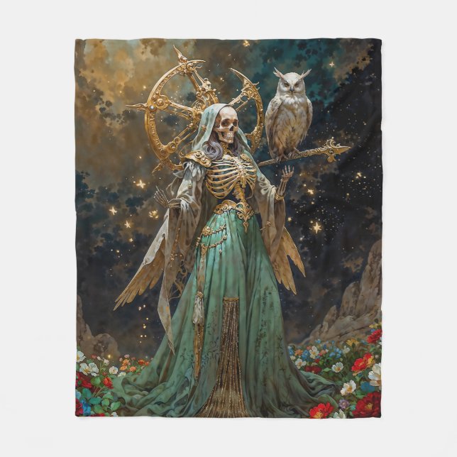 La Dama de los Huesos Sagrados Santa Muerte Fleecedecke (Vorderseite)