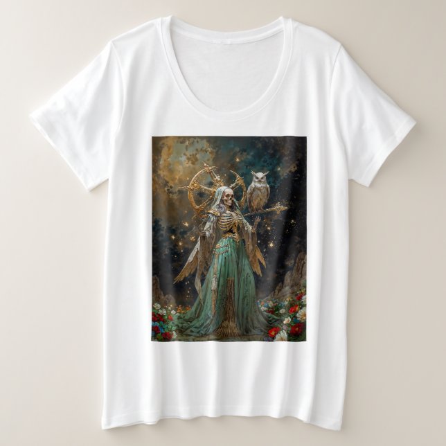 La Dama de los Huesos Sagrados Santa Muerte Große Größe T-Shirt (Design vorne)