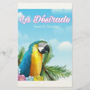 La Désirade Parrot Reiseplakat Briefpapier