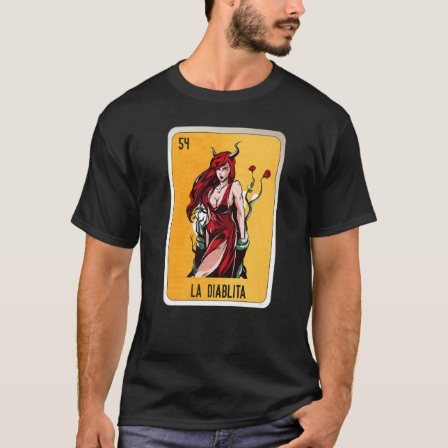 La Diablita Mexican Slang Lottery Bingo Cards T-Shirt (Vorderseite)