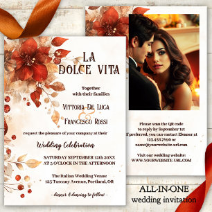 La Dolce Vita All-in-one Italienische Rote Hochzei Einladung
